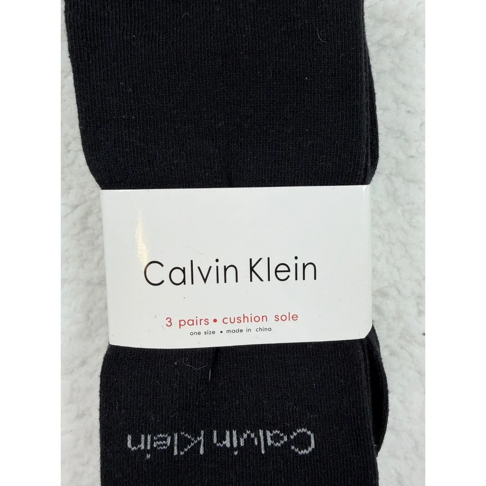 Calvin Klein Men's Black Crew Socks 3 Pack Cushion Sole Cotton US 7-12 NWT